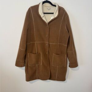 Susan Graver Jacket Womans large brown   Fall Fleece Cozy Fleece Coat